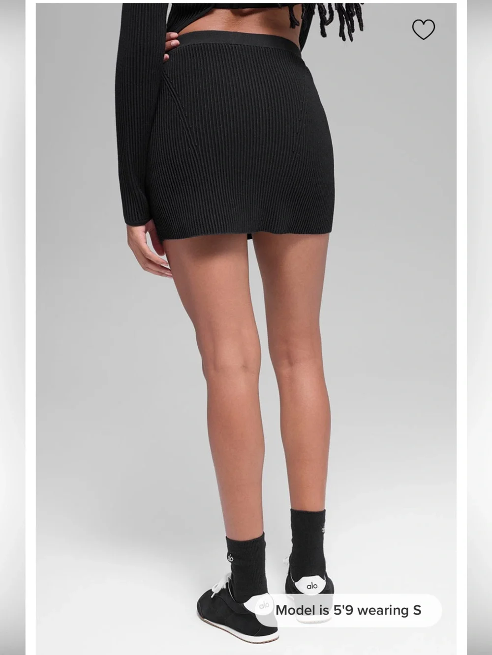 NWT Alo Denim Knit High-Waist Skirt - Black/Anthracite
